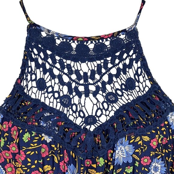 Hehull Womens 2X Floral Maxi Crochet Halter Dress Pockets Bohemian Bloomcore - Picture 6 of 16